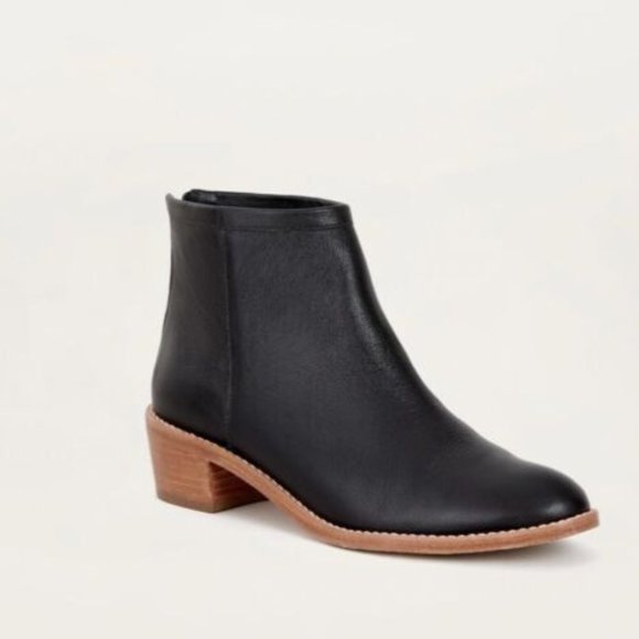 Loeffler Randall Felix Ankle Boot Black Leather Zip Block Heel - Picture 1 of 1